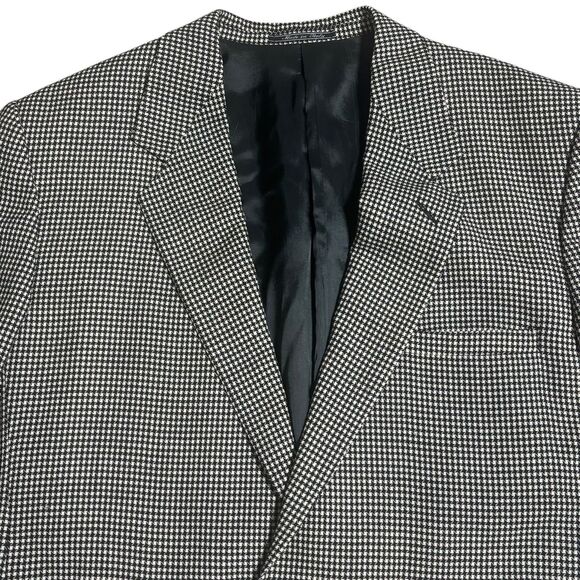 Gianni Versace Vintage Wool Mens Grey Black White Houndstooth Blazer Suit Sz 52R - Picture 7 of 9